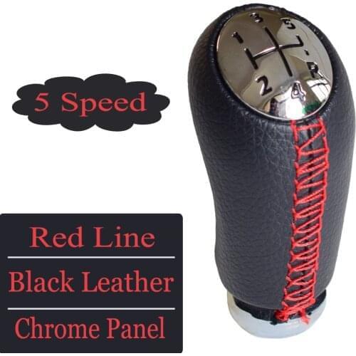 Black Gray Stitch Chromed Cap MT Gear Shift Knob For Renault Scenic II MK2 2003-2006 Car Stick Gear Shifter Headball Pen Arm