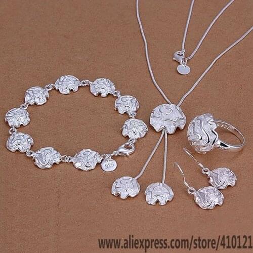 S297 High Quality Anniversary Jewelry Sets,Wholesale Fashion Jewelry Elegant Charms Fashion Rose Ring Earrings Bracelet Necklace