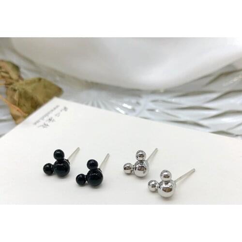 S925 Silver Needle Earrings Mickey Mouse Cute Simple Temperament Fashion Jewelry Party Accessories Girls Womens Favorite Gifts
