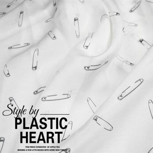 Silk Chiffon Fabric Dress Brooch White Large Wide 100% Real Spring Summer Thin Dress Half-length Scarf Cloth DIY Sewing Tissue