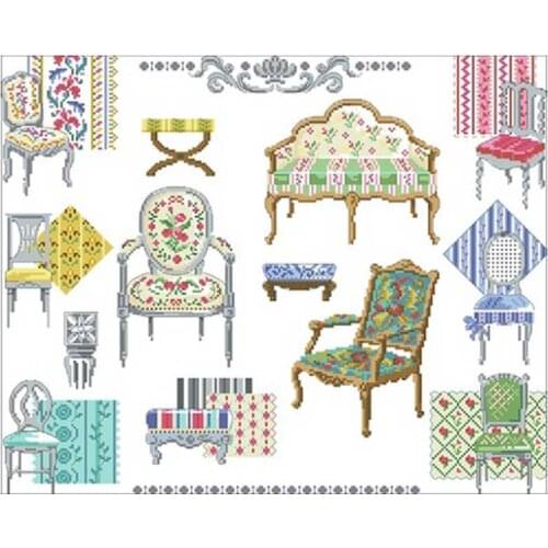Chairs Patterns Counted Cross Stitch 11CT 14CT DIY wholesale Chinese Cross Stitch Kits Embroidery Needlework Sets