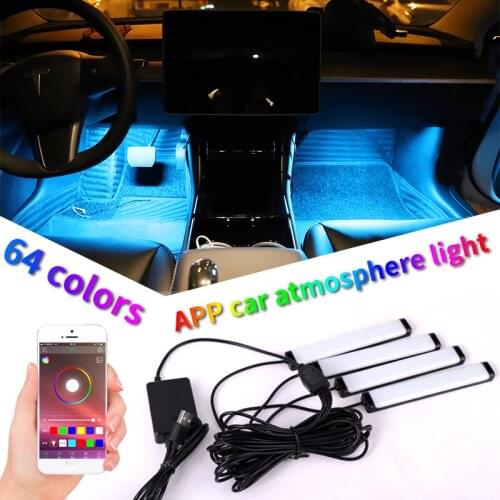 Car led RGB indoor atmosphere lamp decorative footlights USB mobile app remote control music control multiple modes