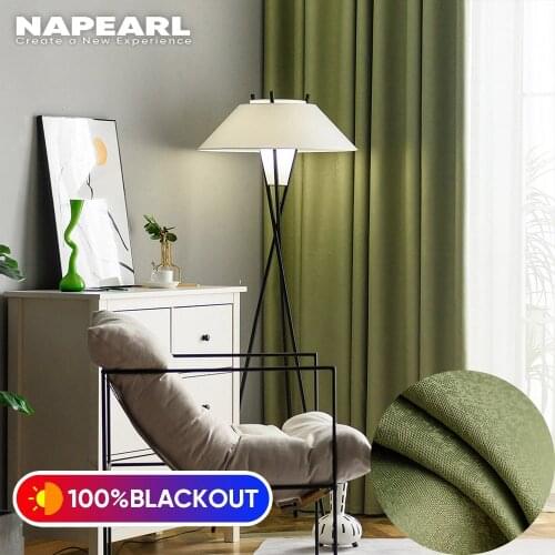 NAPEARL 100% Blackout Curtains Green Solid Color Curtain For Bedroom Living Room Window Treatment Blackout Blinds Drapes
