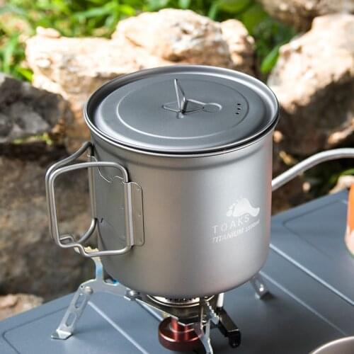 TOAKS 1100ml Titanium Pot Outdoor Camping Ultralight Titanium Cup with Cover POT-1100 with Mesh bag