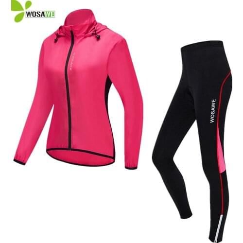 WOSAWE Spring Windproof Cycling Set Women Bike Clothing Long Jersey Jackets Suit Sportswear Road MTB Riding Bicycle Uniform