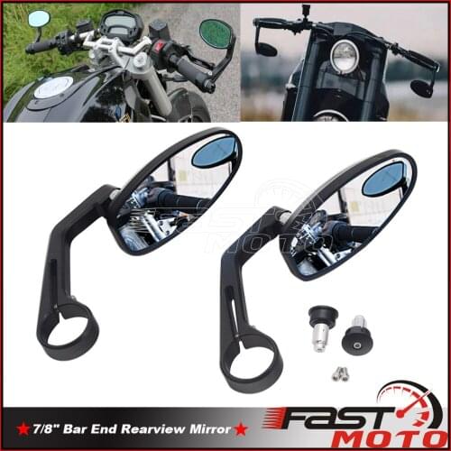 Motorcycle 7/8" Bar End Rearview Mirror 360 Rotate Universal For Yamaha Honda Ducati BMW End Handle Bar Rear View Cafe Racer
