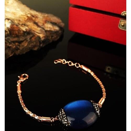 Dr Stone Natural Stone Women 'S Rose Gold Plated Cat 'S Eye Stone Bracelet 372887745