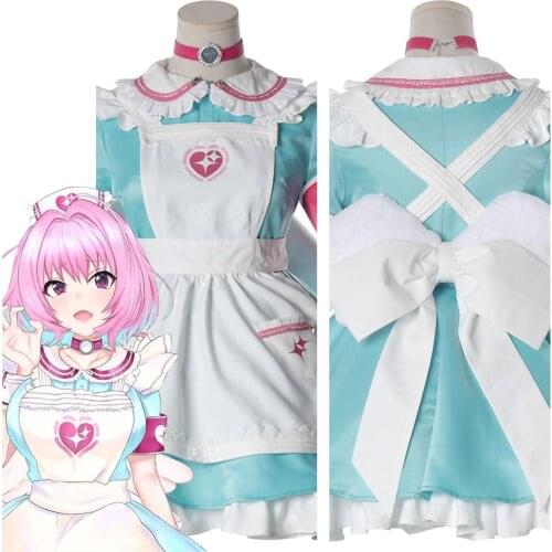 Anime GIRLS Yumemi Riamu Cosplay Costume Nurse Maid Dress Custom Made Halloween Carnival Costumes Wig