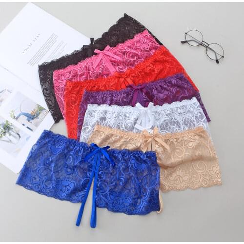 Women Underwear Lingerie Sexy Lace Transparent Panties Tempting Open Crotch Boxer Brief Low Waist Womens Crtochless Briefs