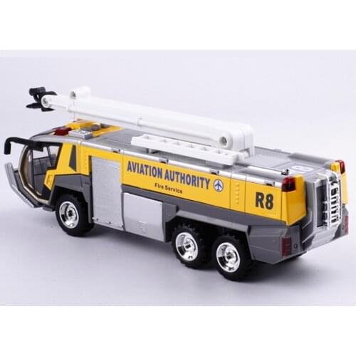 1: 32 Alloy Car Airport Fire Truck Model Engineering Car Sound And Light Toy Boy Birthday New Year Christmas Gift Yellow