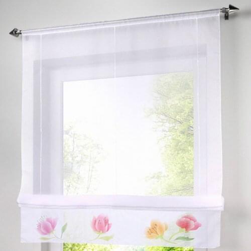 1 PCS New Handmade Roman Curtain For Home Kitchen Panel Floral Polyester Voile Curtain Home Decor With Plastic Tubes