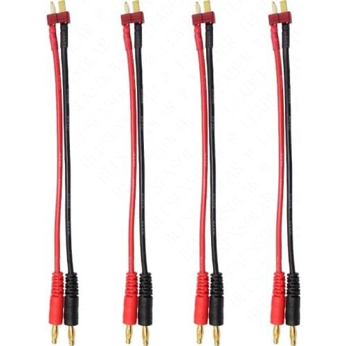 100pcs/lot OEM quality T Deans Plug to 4mm Banana Connector RC Connector Cable 14 AWG silicone 150mm