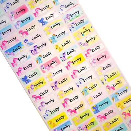 100Pcs Name Stickers Cute horse Waterproof Personal Tags Customize Labels For Children Scrapbooking School stationery sticker