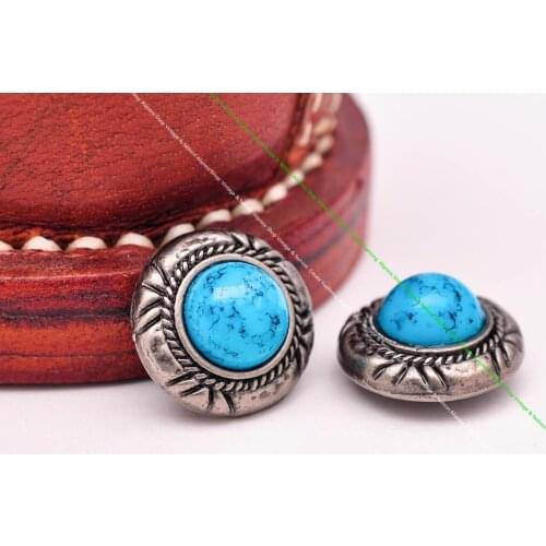 10X Vintage Silver Sky Blue Turquoise Flower Rope Carved Concho for Belt Leathercraft Western Horse Saddle Wallet Decor