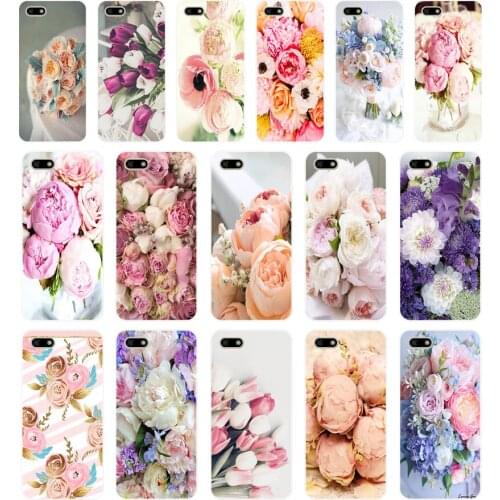116FG Drawn Peony Delicate Flower Soft Silicone Tpu Cover Case for huawei Honor 7a 5.45 pro 5.7 7c 7x y5 2018 case