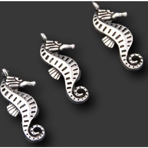WKOUD 15pcs Silver color Sea Horse sea creature Charm Pendant DIY Metal Bracelet Necklace Jewelry Findings A233