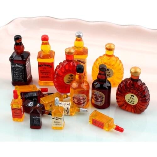 15Pcs Resin Simulation Wine Bottle Accessories XO Miniature Figurines Flatback Cabochon Charms Scrapbooking DIY Decoration Craft