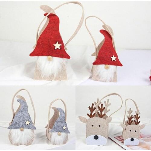 2Pcs Santa Claus Shape Decorative Candy Bags Felt Elk Shape Christmas Gift Bags Merry Christmas Decoration Home Xmas Decor