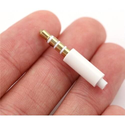 4pcs/lot 3.5mm Stereo Headset Plug With Tail 4 Pole 3.5 Mm Audio Plug Jack Adaptor Connector For Iphone White New