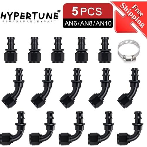 5PCS Universal AN6 8 10 Push-on Hose End Fittings Fuel Oil Cooler Hose Fitting 0 45 90 180 Degree Reusable Connection Adapter