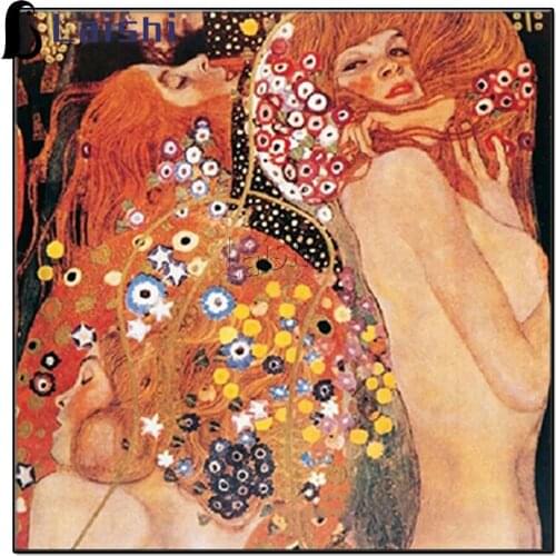 5D diy Diamond Painting Water Serpents By Gustav Klimt, Cross Stitch kits Abstract painting art Mosaic pattern Rhinestone Gift