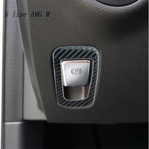 For Mercedes Benz W205 C Class C180 C200 C300 GLC X253 Accessories Carbon Fiber Electronic Handbrake Buttons Trim Auto Stickers