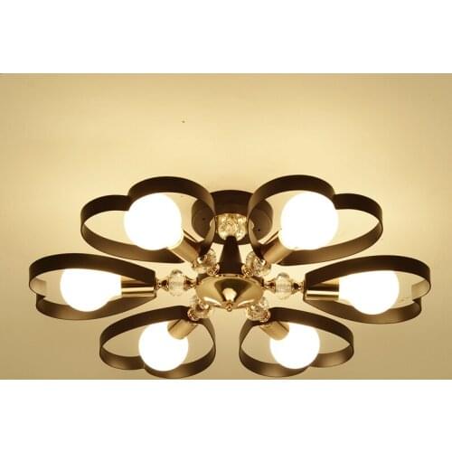 American Ceiling Lamps Nordic Modern Living Room Dining Room Crystal Ceiling Light Concise Study Room Bedroom Creative Iron Lamp