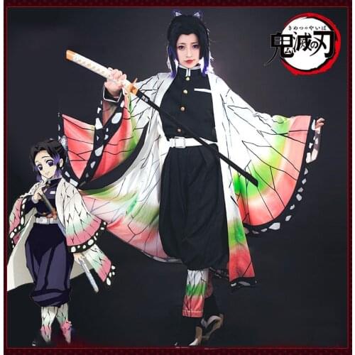 Anime Demon Slayer Cosplay Costumes Kimetsu no Yaiba Kochou Shinobu Cosplay Kimono Halloween Carnival Uniforms Fancy Suit
