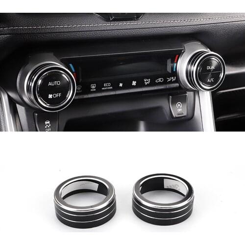 Car Accessories for Toyota RAV4 2019 2020 2021 Aluminum alloy Interior Console Air Condition Knob Cover Trim 2pcs