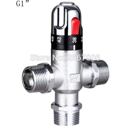 Free shipping DN25 G1" Bathroom Brass Thermostatic Solar Water Heater Valve Water Temperature Control Shower Mixing Valve ZR1009