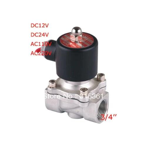 Free Shipping 3/4" Electric Solenoid Valve VITON STAINLESS 2S200-20-V Water Solenoid Valve DC24V,AC110V and AC220V