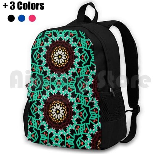 Bohemian Pattern With Big Abstract Flowers Outdoor Hiking Backpack Riding Climbing Sports Bag Bohemian Boho Chic Pattern