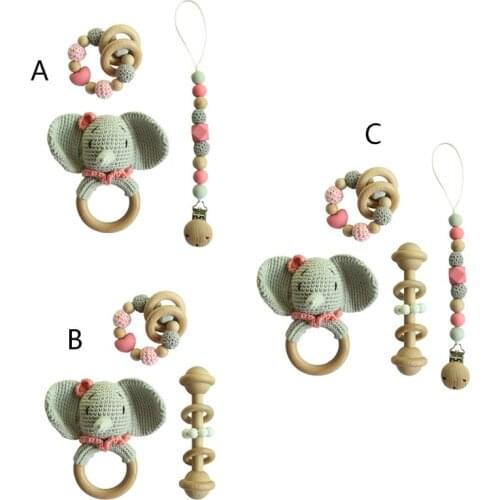 Baby Pacifier Clip Teething Bracelet Crochet Soother Infants Rattle Teether Toy Newborn Dummy Chain Holder