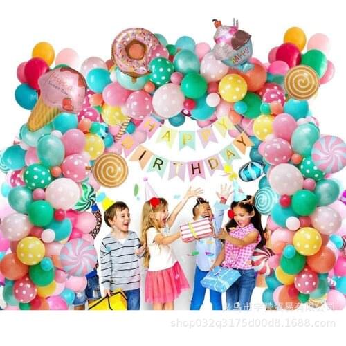 1Set Candy Theme Balloons Arch Garland Summer Macaron Latex Balloon Chain for Baby Shower Girls Birthday Party Decor Supplies