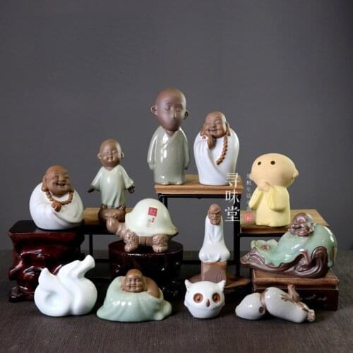 Tea pet ceramic purple sand Ru kiln Ge kiln coarse ceramic tea playing tea ceremony Zen inventory small ornaments