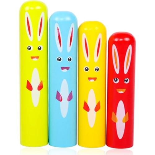 Wood Rabbit Pop_up Toy Tap Bounce Stick Baby Kids Education Toy GXMB