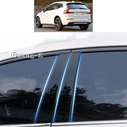 For VOLVO XC60 2009-2017 Car PC Material Pillar Post Cover Door Trim Window Piano Black Molding Sticker Plate Parts