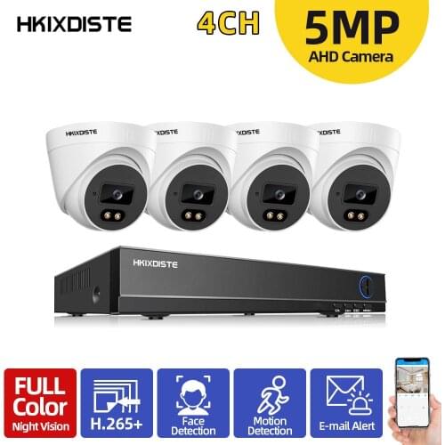 Home CCTV Monitoring Camera System Set 5mp 4ch DVR Kit Full Color Night Vision AHD Security Dome Camera Video Surveillance Kit