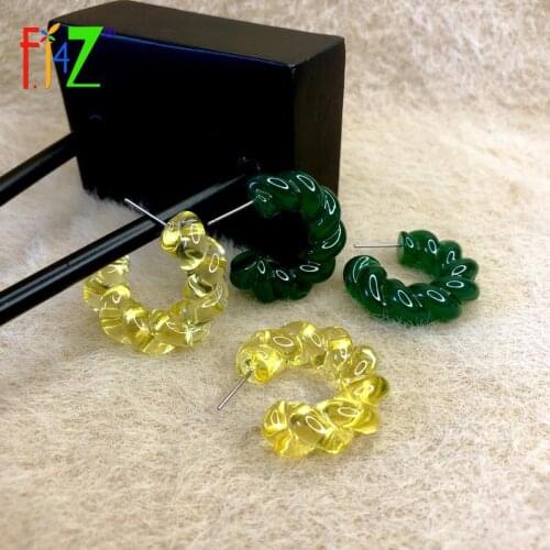 F.J4Z Hot Designer Twisted Acrylic Earrings for Women 2021 Trend C Shape Hoop Earring Lady Gifts pendientes mujer Bijoux