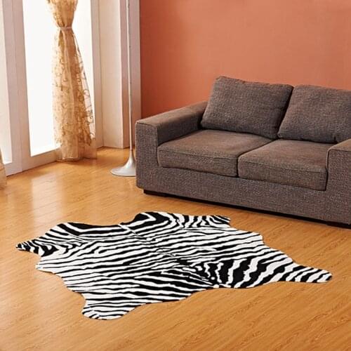 Imitation Animal Skin Carpet 140*160cm Non-slip Cow Zebra Striped Area Rugs And Carpets For Home Room Mat Bedroom Floor Living