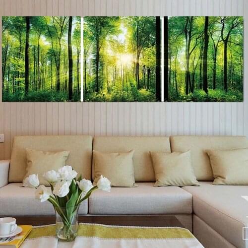 Full square diy diamond painting 5d diamond embroidery Forest trees 3 pcs mosaic pattern cross stitch triptych wall stickers art