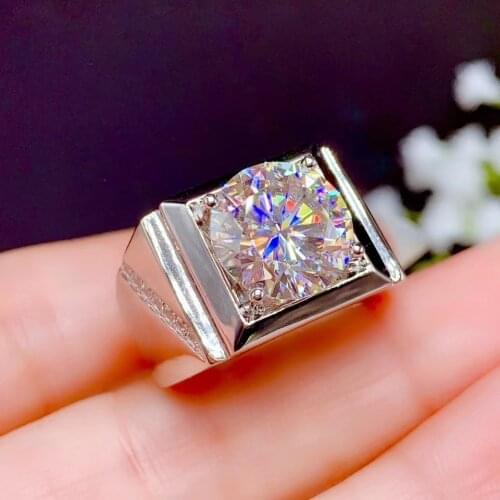 CoLife Jewelry Luxurious Man Ring 11mm 5ct D Color Moissanite Ring for Man 925 Silver Moissanite Man Ring Gift for Man