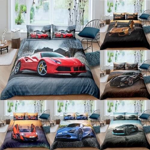 Sports Car Bedding Set 2/3Pcs Duvet Cover & Pillowcase(s) 3D Printed Quilt Cover Home Textile Gift