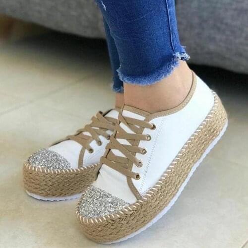 Zapatos Planos 2021 Fashion Casual Women Shoes Hemp Rope Platform Shoes Womens Size 43 Round Toe Flats Shoes Chaussures Plates