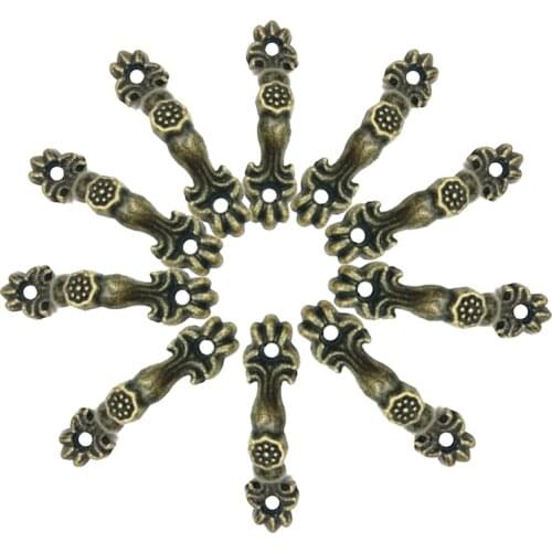 10pcs Metal Vintage Door Handle Pull Knob for Drawer Cupboard Cabinet Dresser Funiture Bronze Tone Mini Knobs 43mm*10mm