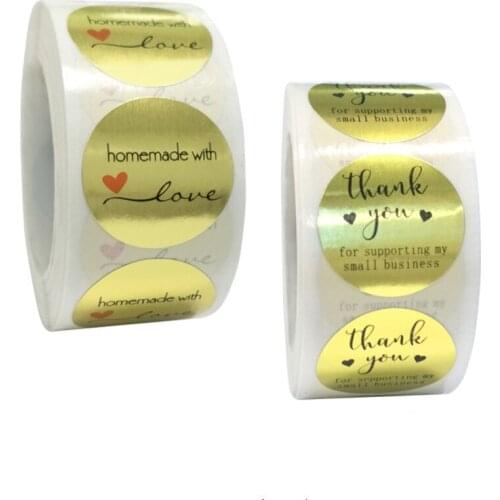Metallic round gold silver sticker labels thank you for your purchase 1 inch 500 pieces Merry Christmas gift sticker