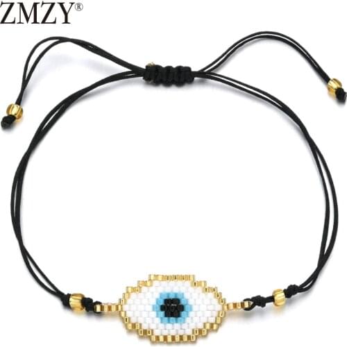 ZMZY Fashion Bohemian Boho Miyuki Women Bracelet Hamsa Evil Eye Bracelet Turkey Jewelry Hand Bracelets For Women Pulseras