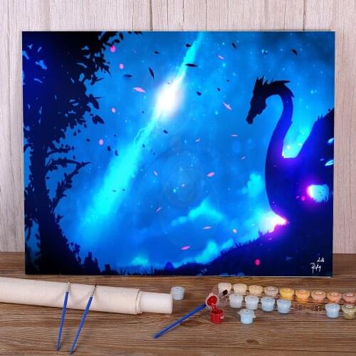 Scenery Dragon Sign Painting By Numbers Kit Oil Paints 50*70 Painting On Canvas Decorative Paintings Adults Wall Wholesale