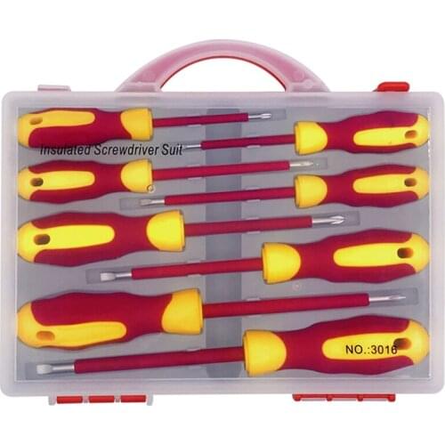 8-In-1 Electrician Insulated Screwdriver Set with Magnetic Bit Head High Voltage Resistant Cross Flat for Household Tool