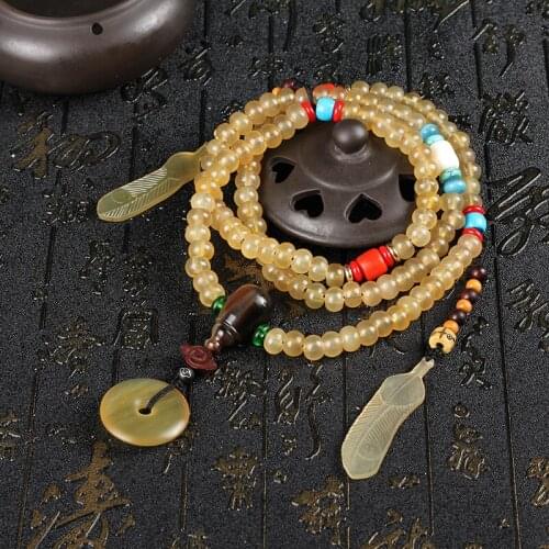Natural Tibetan Goat Horn 108 Prayer Beads Buddhist Mala Japa Meditation Prayer High Quality Free Shipping